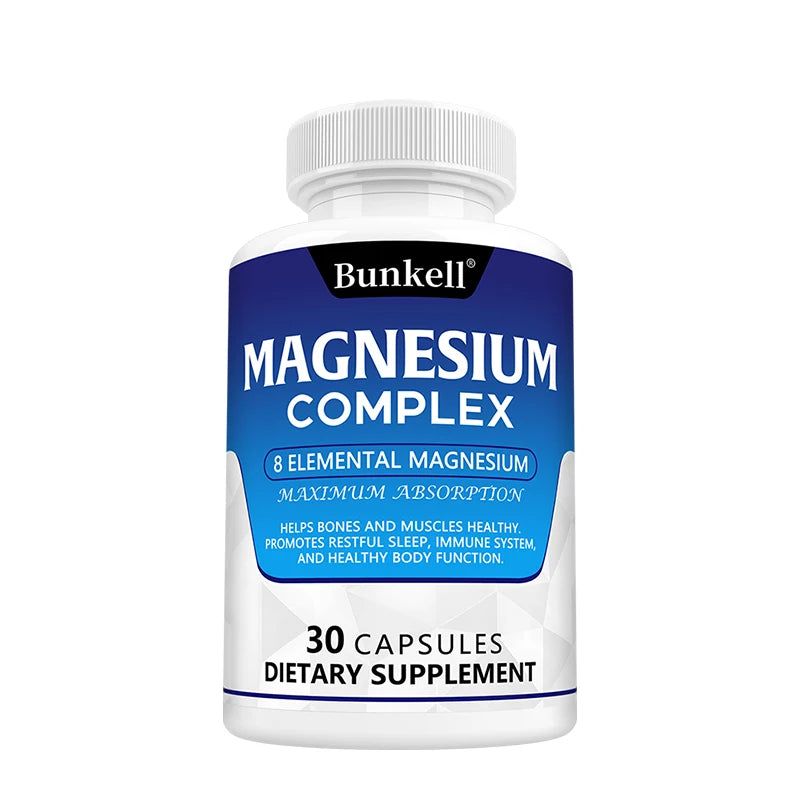 Magnesium Complex Capsules - Support Muscle, Bone, Heart Health, Improve Sleep, Stress & Anxiety Relief - Dietary Supplement