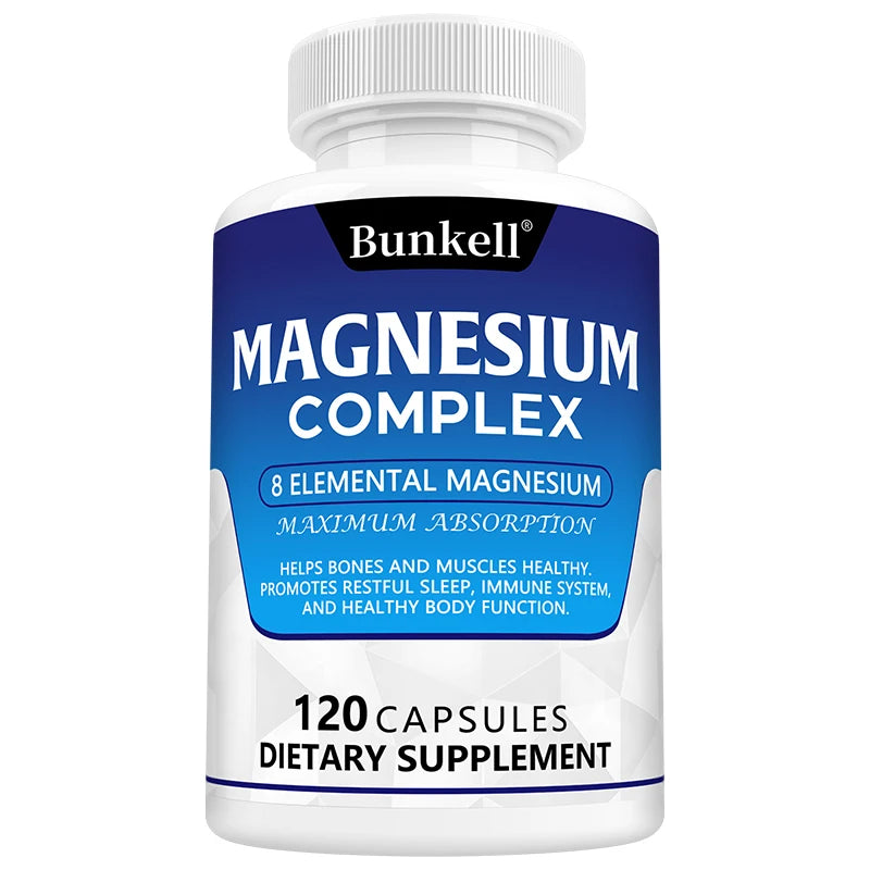 Magnesium Complex Capsules - Support Muscle, Bone, Heart Health, Improve Sleep, Stress & Anxiety Relief - Dietary Supplement