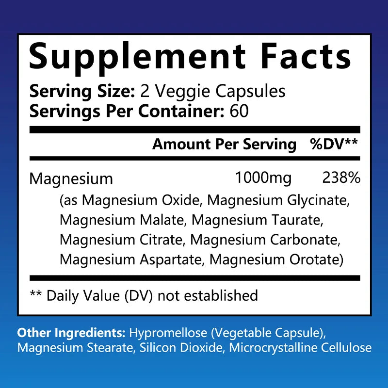 Magnesium Complex Capsules - Support Muscle, Bone, Heart Health, Improve Sleep, Stress & Anxiety Relief - Dietary Supplement